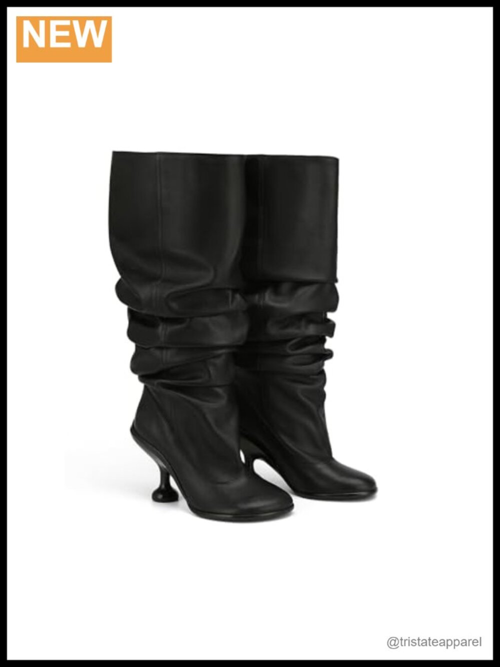 Women's Leather Knee High Boots Square Toe Pull On Slouchy Wide Calf